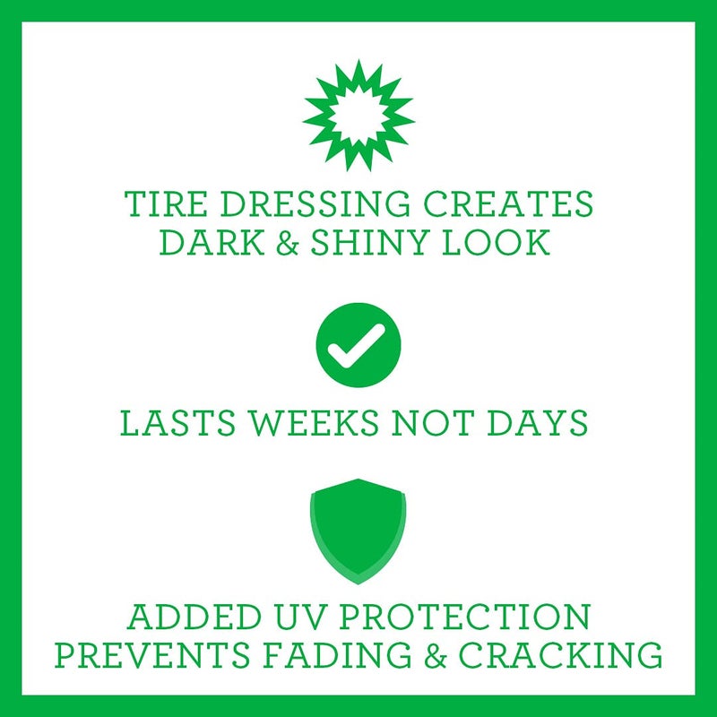 Trinova 33511 Tire Shine Spray No Wipe - Automotive Clear Coat Dressing for Wet & Slick Finish - Keeps Tires Black - with Rubber Protector - Prevents Fading & Yellowing - 18 OZ - Image 2